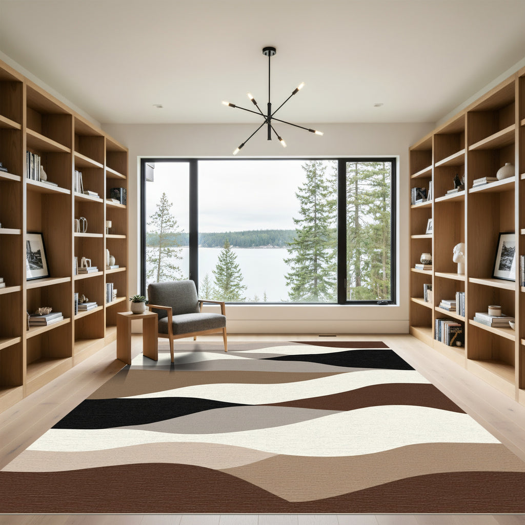 Earthy Neutral Landscape Wave Rug