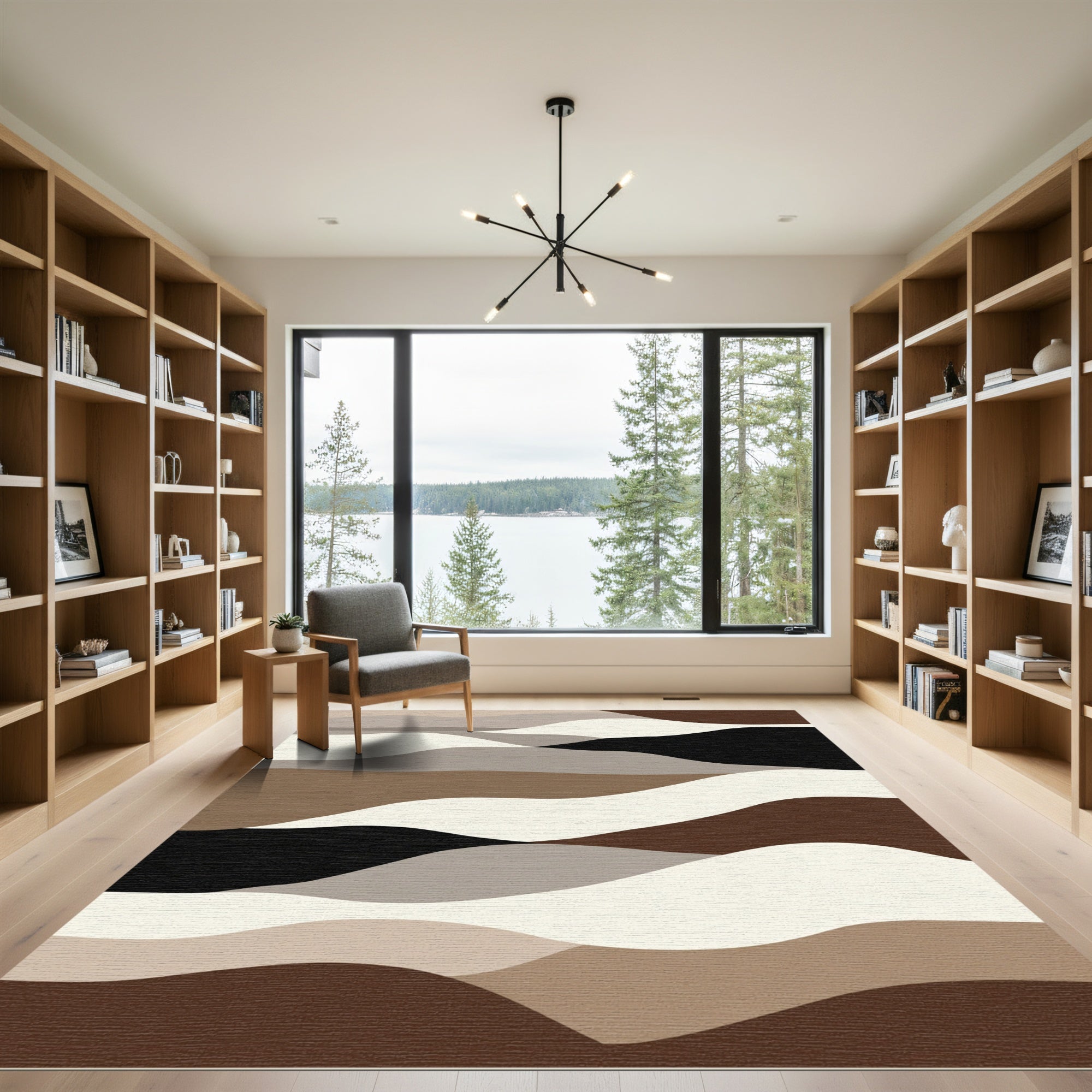 Earthy Neutral Landscape Wave Rug