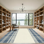 Classic Blue and White Plaid Rug
