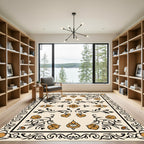 Ochre Floral Vines Bordered Rug