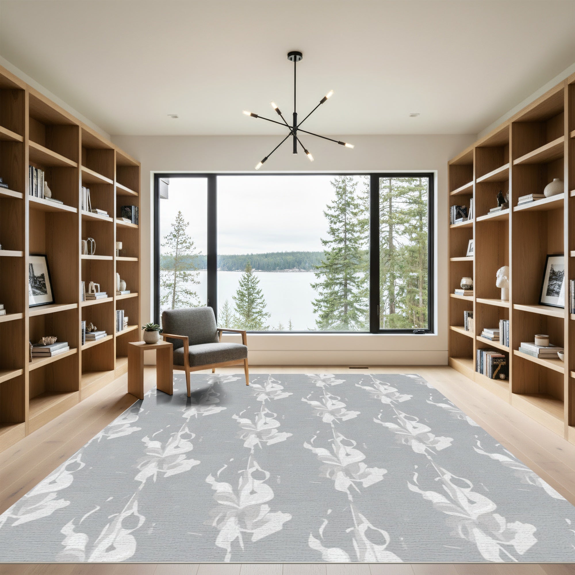 Monochromatic Abstract Vertical Blossom Rug