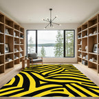 Bold Yellow Black Wavy Stripe Rug