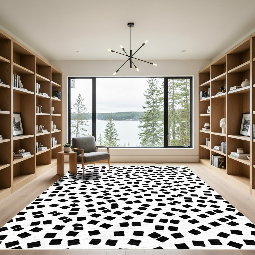 Black White Dotty Scatter Rug