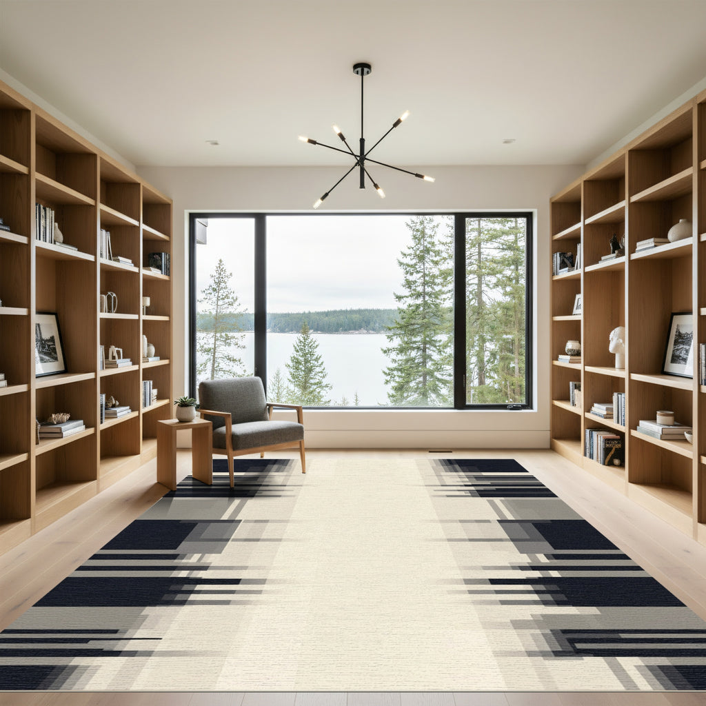 Monochromatic Abstract Pixel Stripe Rug
