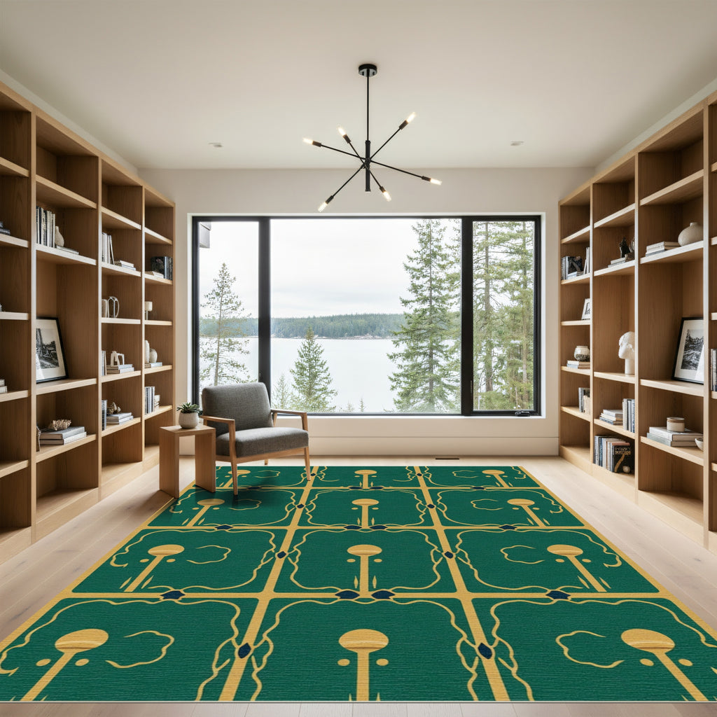Emerald Gold Art Deco Abstract Rug
