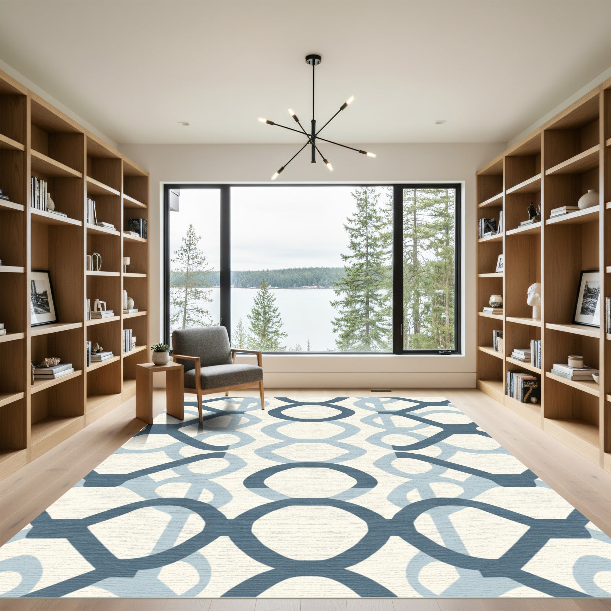 Coastal Blue Interlocking Chain Rug