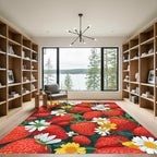 Red Strawberry Daisy Garden Collection Rug