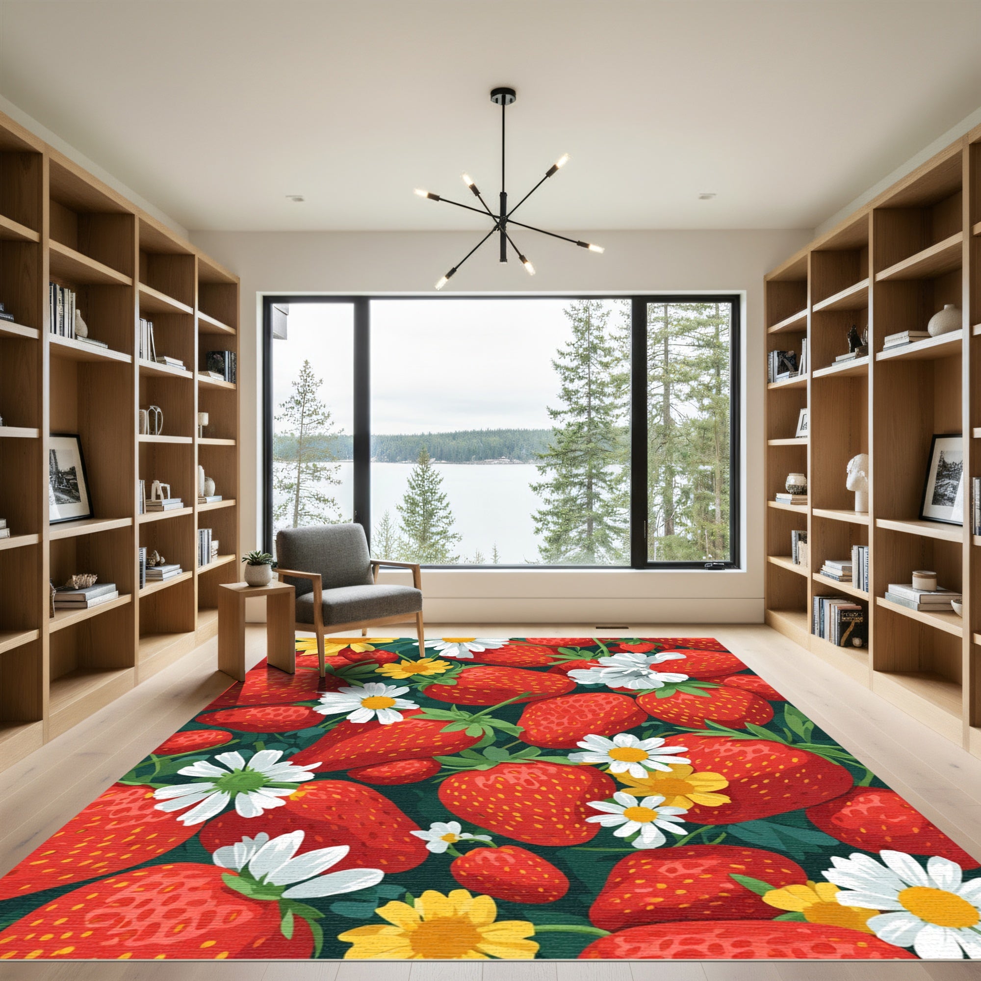 Red Strawberry Daisy Garden Collection Rug