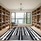 Bold Black White Geometric Rectangle Rug