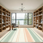 Soft Pastel Mint Coral Stripe Rug