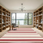 Classic Red Cream Stripe Rug