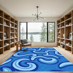 Deep Blue Swirl Organic Flow Rug