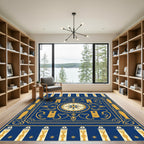Naval Blue Gold Medallion Compass Rug