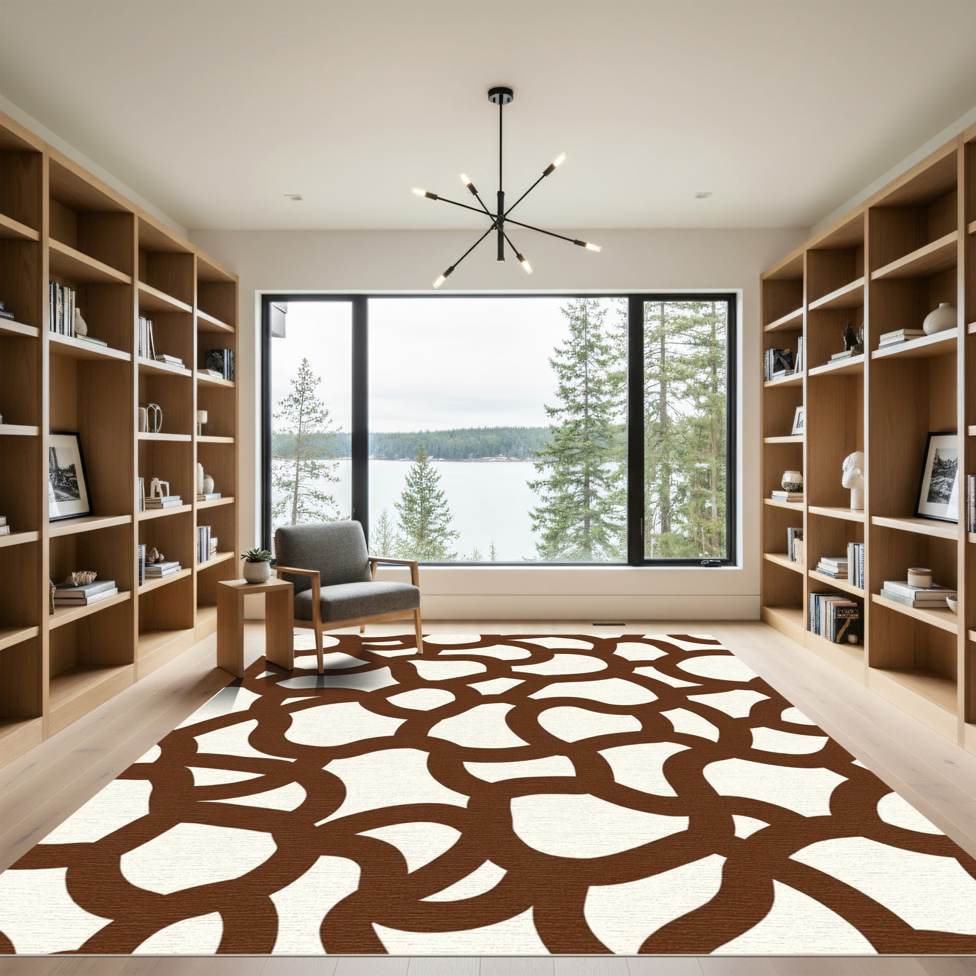 Warm Beige Brown Organic Link Rug