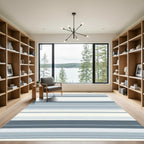 Modern Blue Gray Stripe Accent Rug