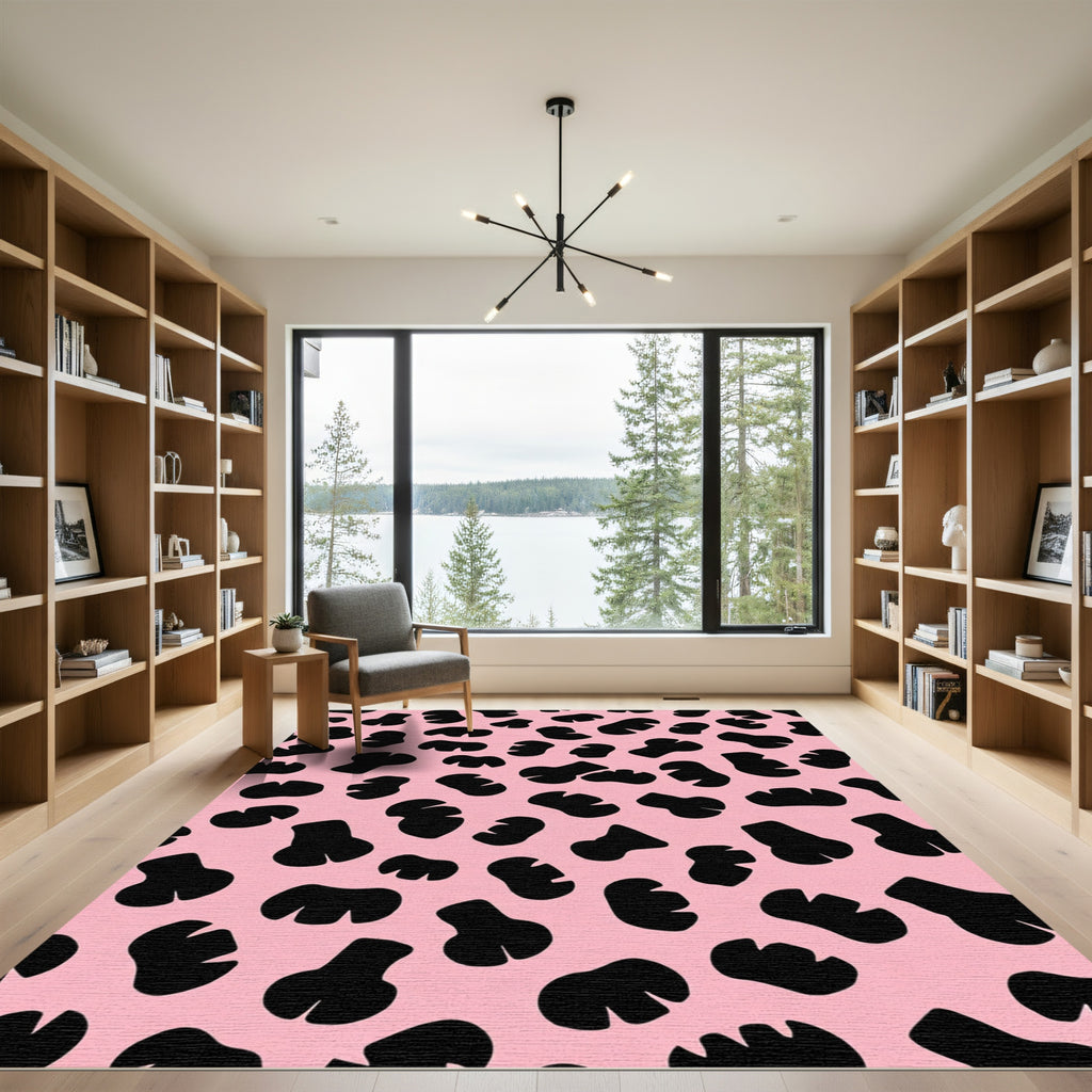 Pink Black Blob Spot Rug