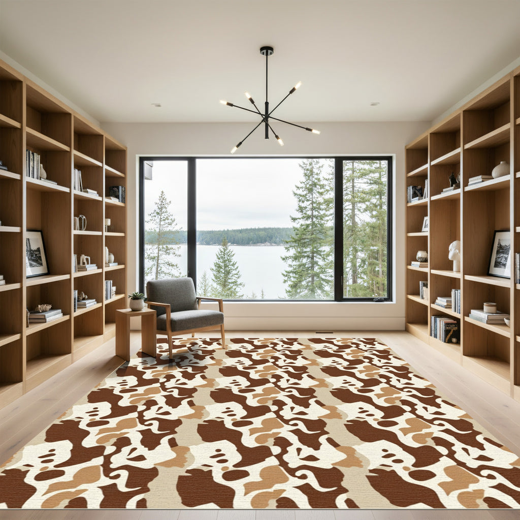 Abstract Sand Brown Camouflage Rug