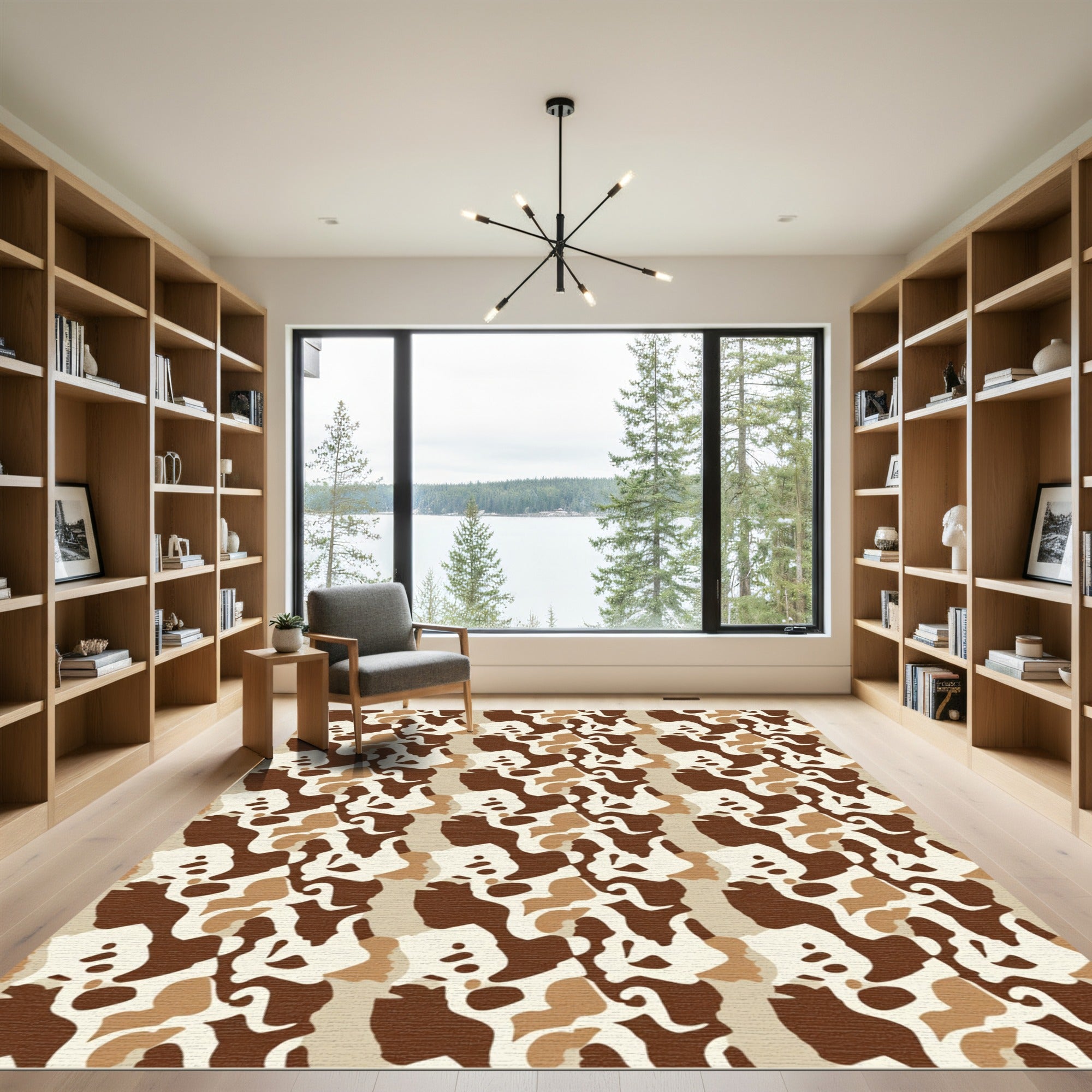 Abstract Sand Brown Camouflage Rug