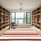 Crimson And Cream Striped Texture Rug