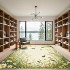 Whimsical Garden Butterflies Meadow Scene Rug