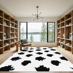 Abstract Black Splash Scattered White Rug