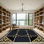 Ornate Black and Gold Arabesque Rug