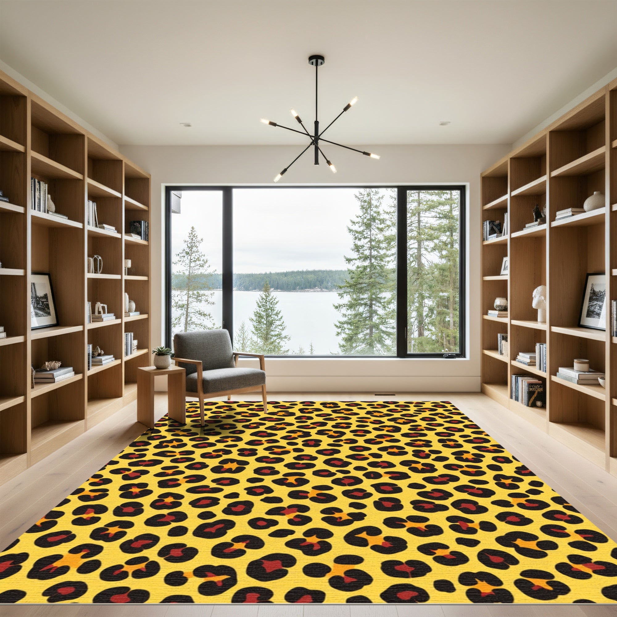 Radiant Yellow Leopard Spots Rug