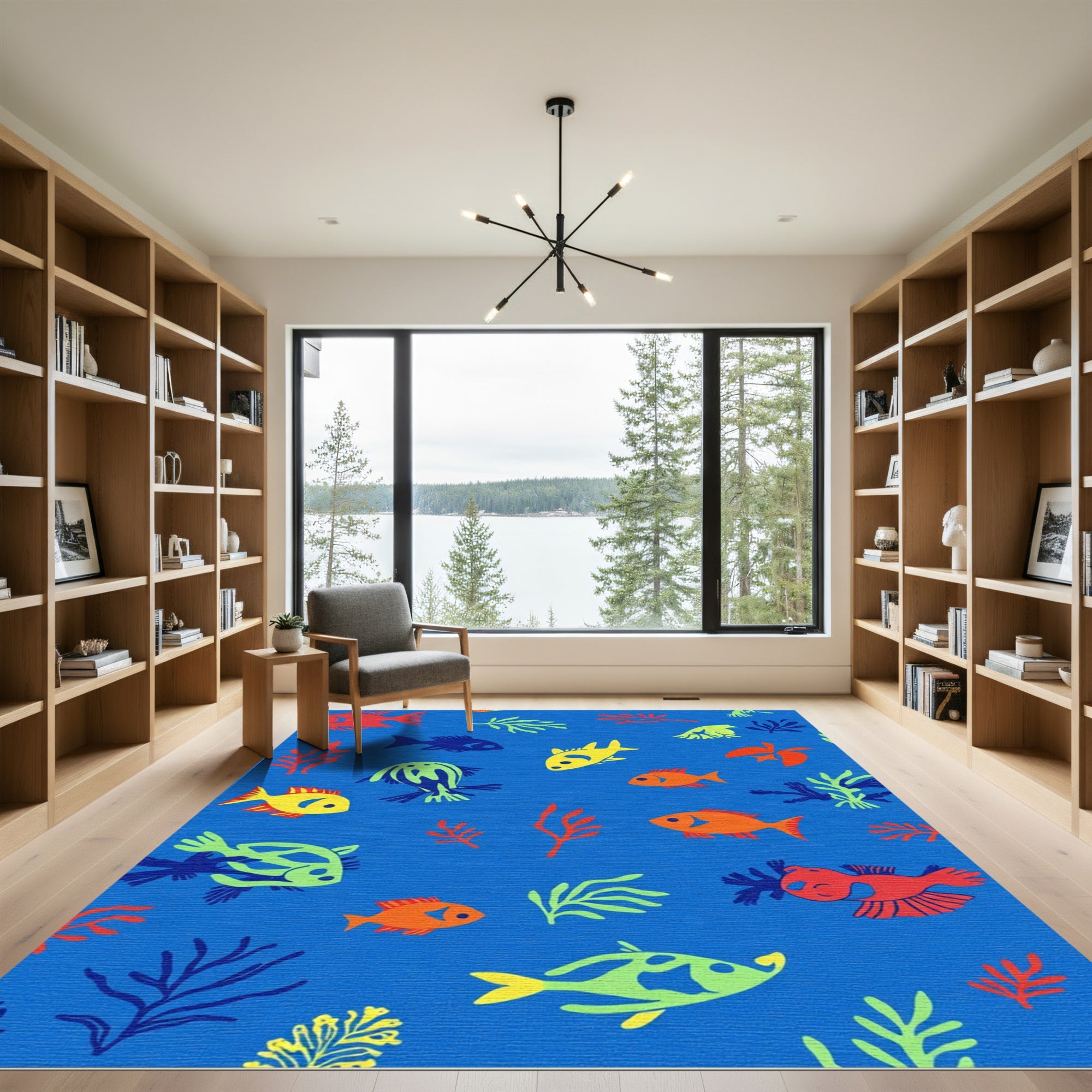 Bright Coral Fish and Seaweed Rug