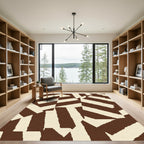 Brown Cream Jagged Geometric Stripes Rug