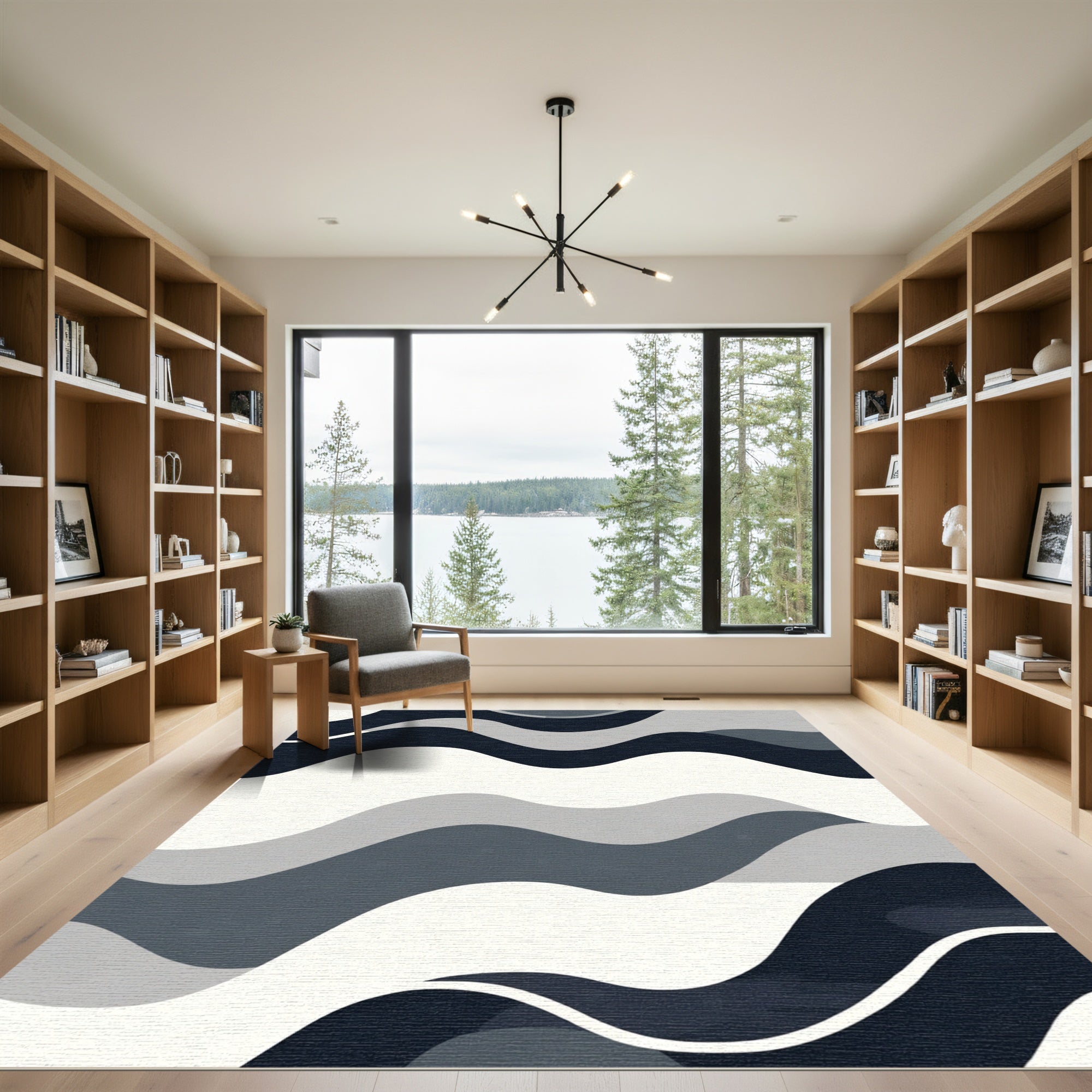 Monochromatic Wavy Landscape Rug