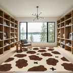 Brown Tan Abstract Spots Stars Rug