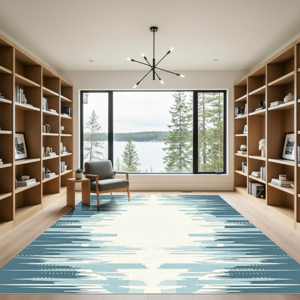 Abstract Blue Horizon Horizon Fragment Rug