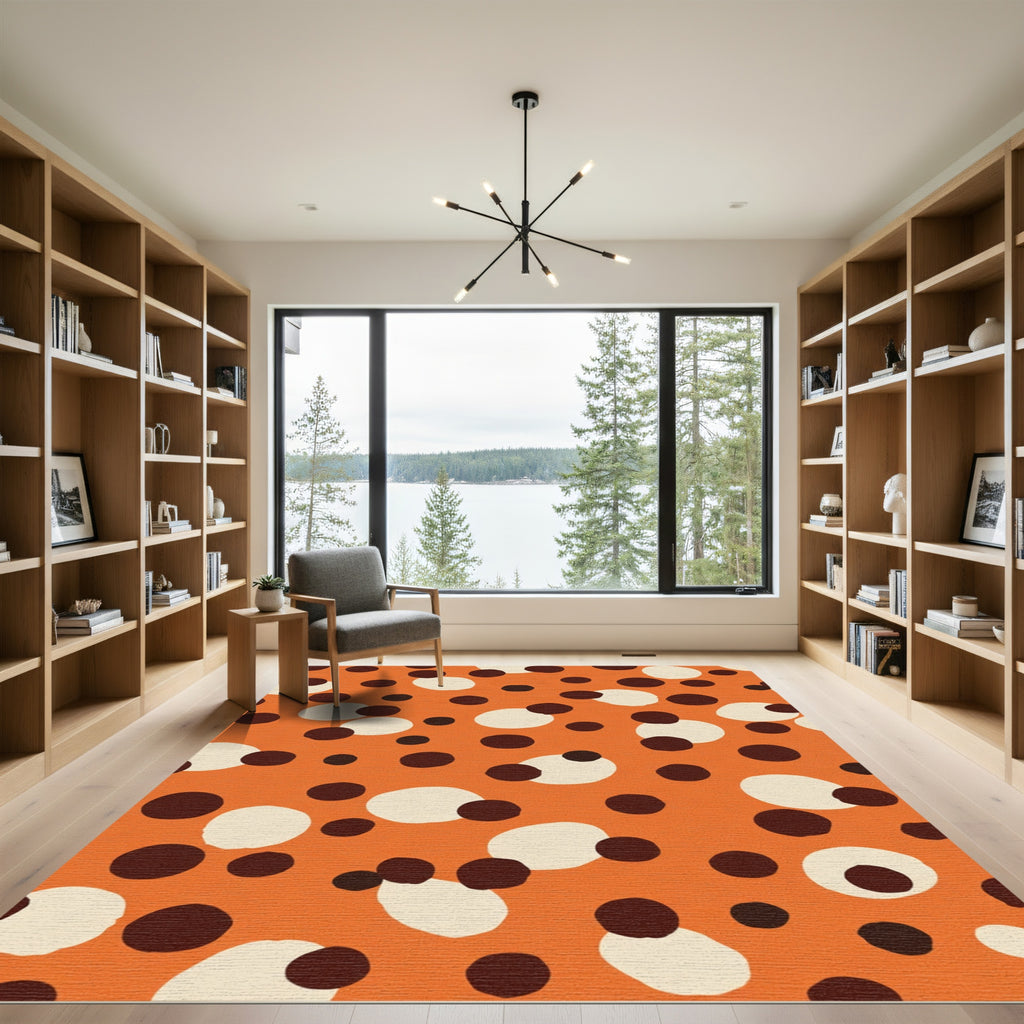 Orange Cream Dark Circle Scatter Rug