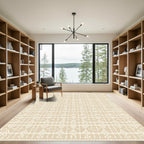 Neutral Tan Rustic Tribal Stripe Rug
