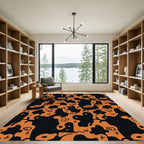 Orange Black Amoeba Abstract Shapes Rug