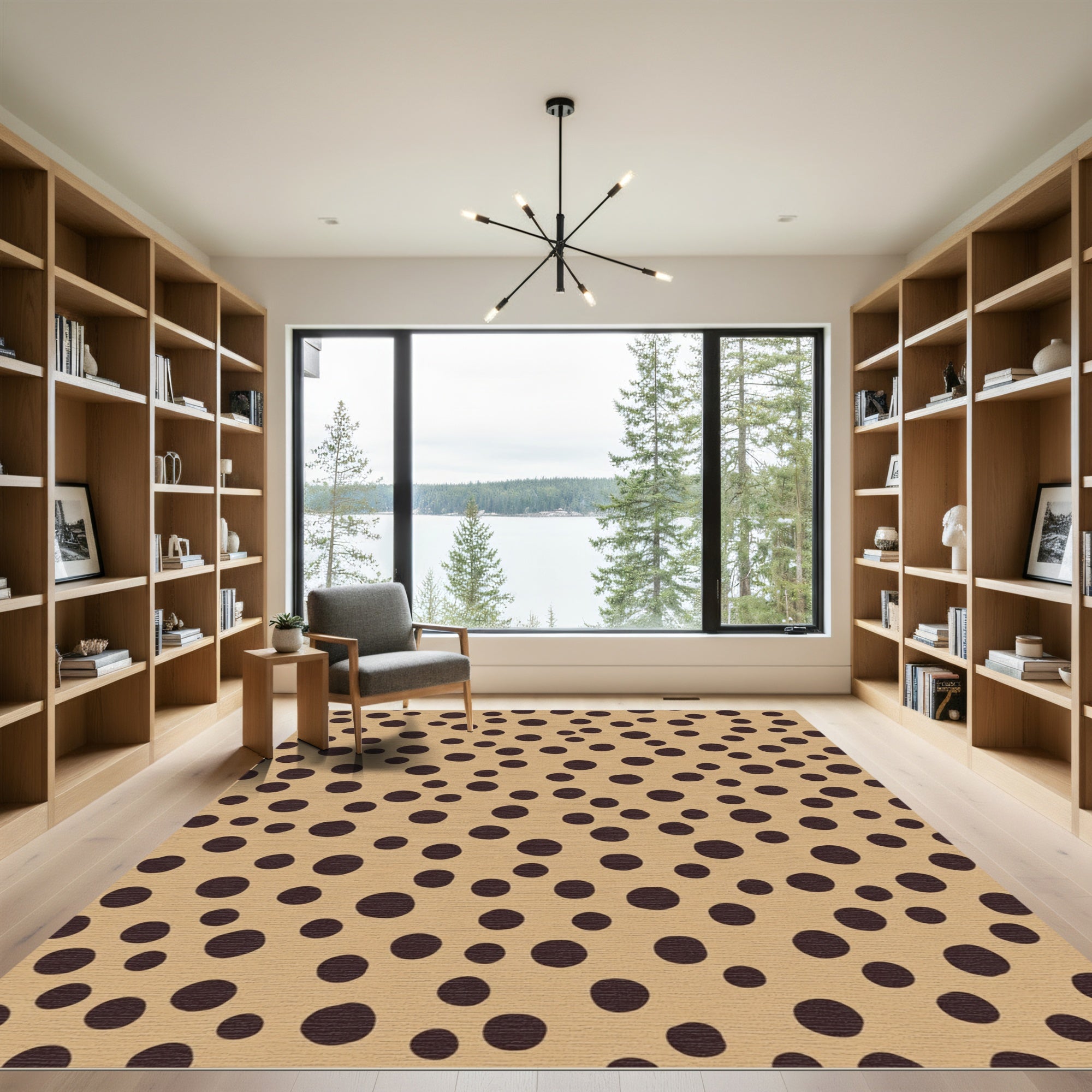 Tan Dark Circle Scatter Rug