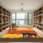 Sunset Savannah Herd Elephants Rug