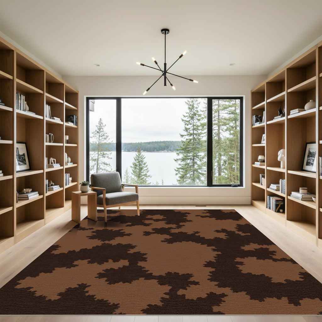 Brown Fractal Organic Shape Rug