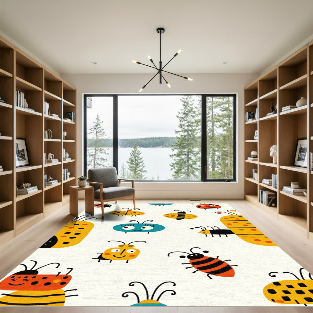 Whimsical Ladybug Bee Bug Array Rug
