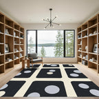 Black Cream Polka Dot Grid Rug