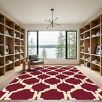 Crimson Arabesque Lattice Rug