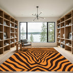 Bold Orange Black Zebra Stripes Rug
