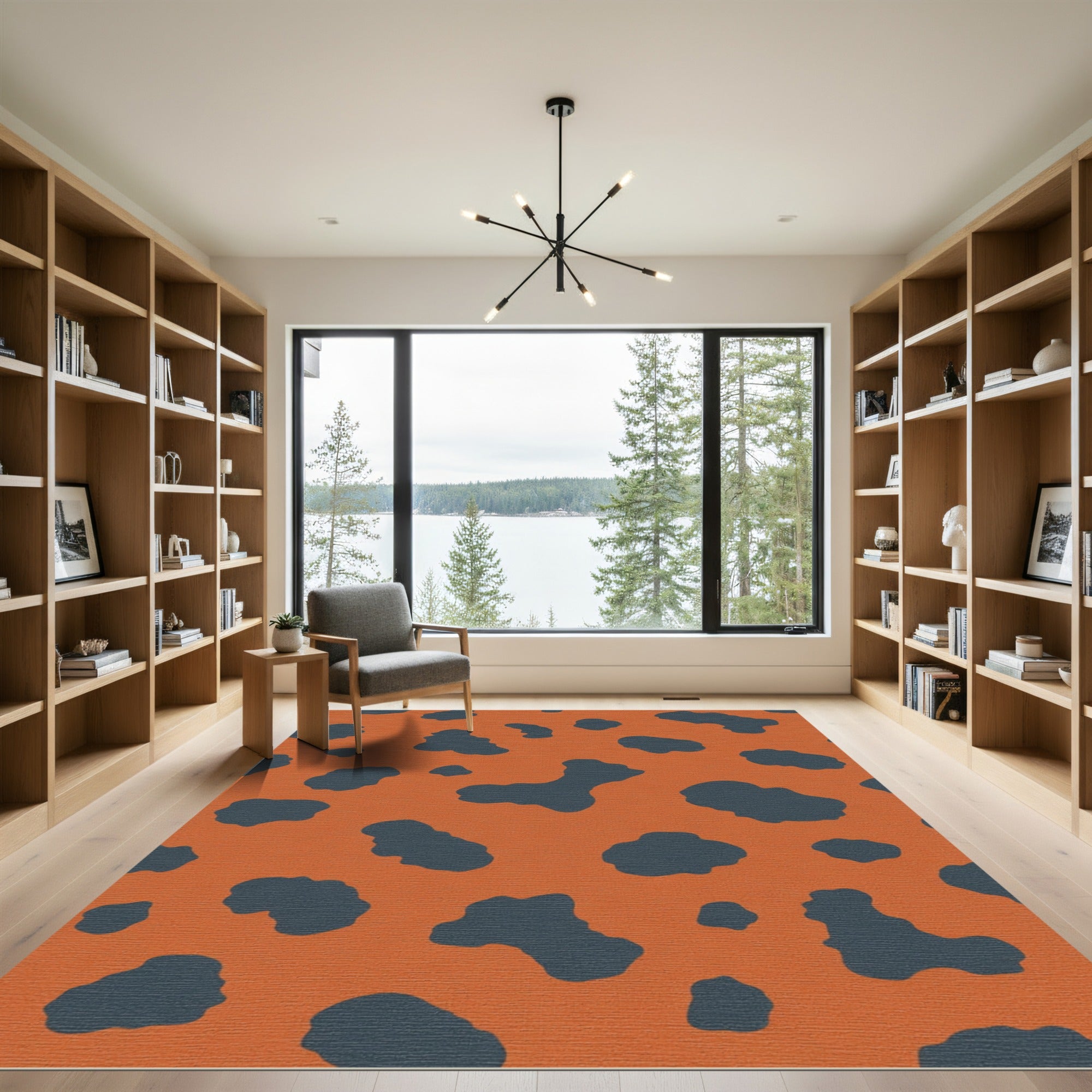 Orange Charcoal Blob Spot Rug