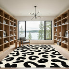 Cream Black Abstract Spots Rug