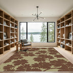 Brown Leafy Vine Silhouette Rug