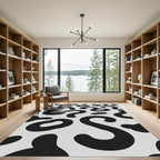 Bold Black Organic Forms Rug