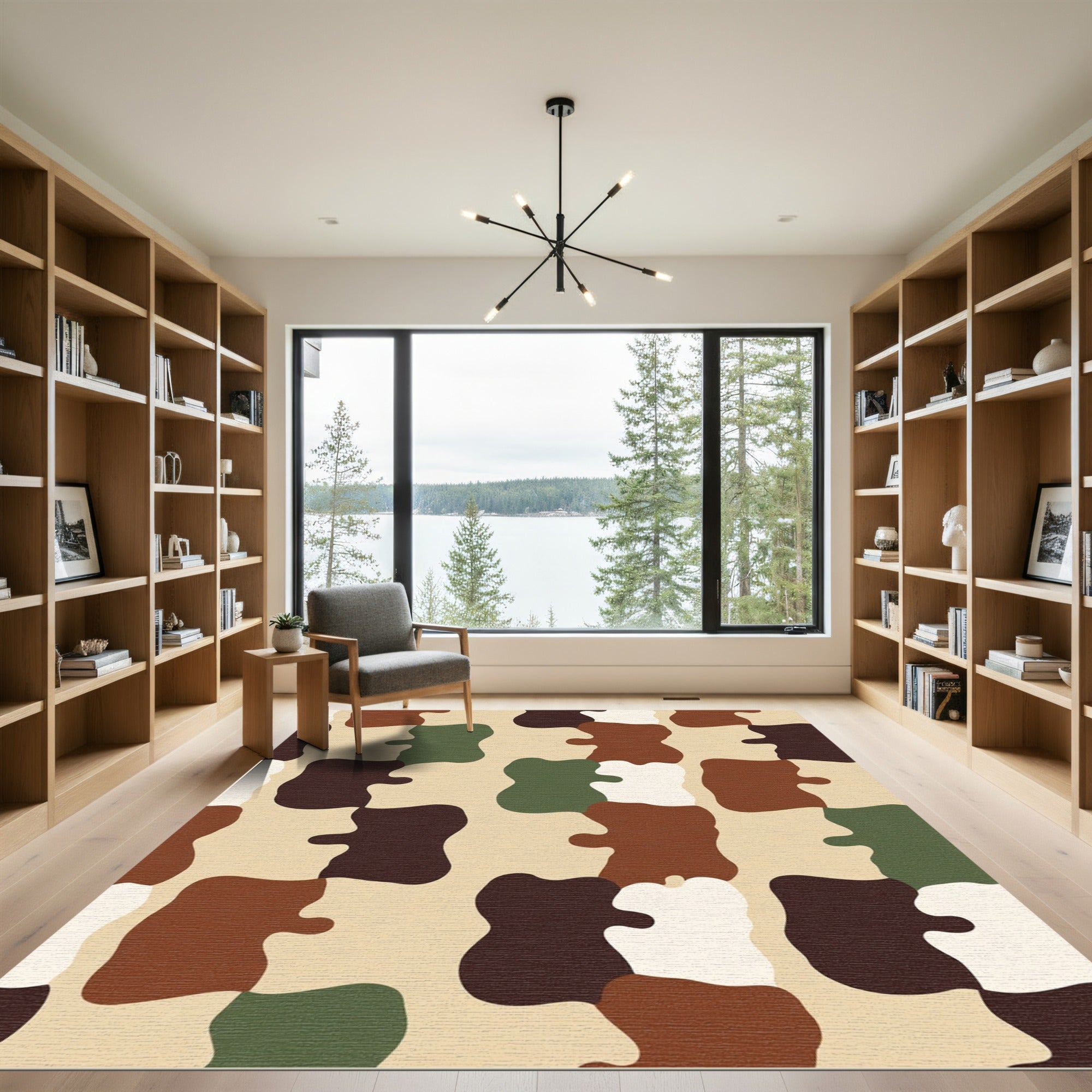 Earthy Camouflage Abstract Blotches Rug