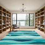 Ocean Wave Seashell Abstract Teal Rug
