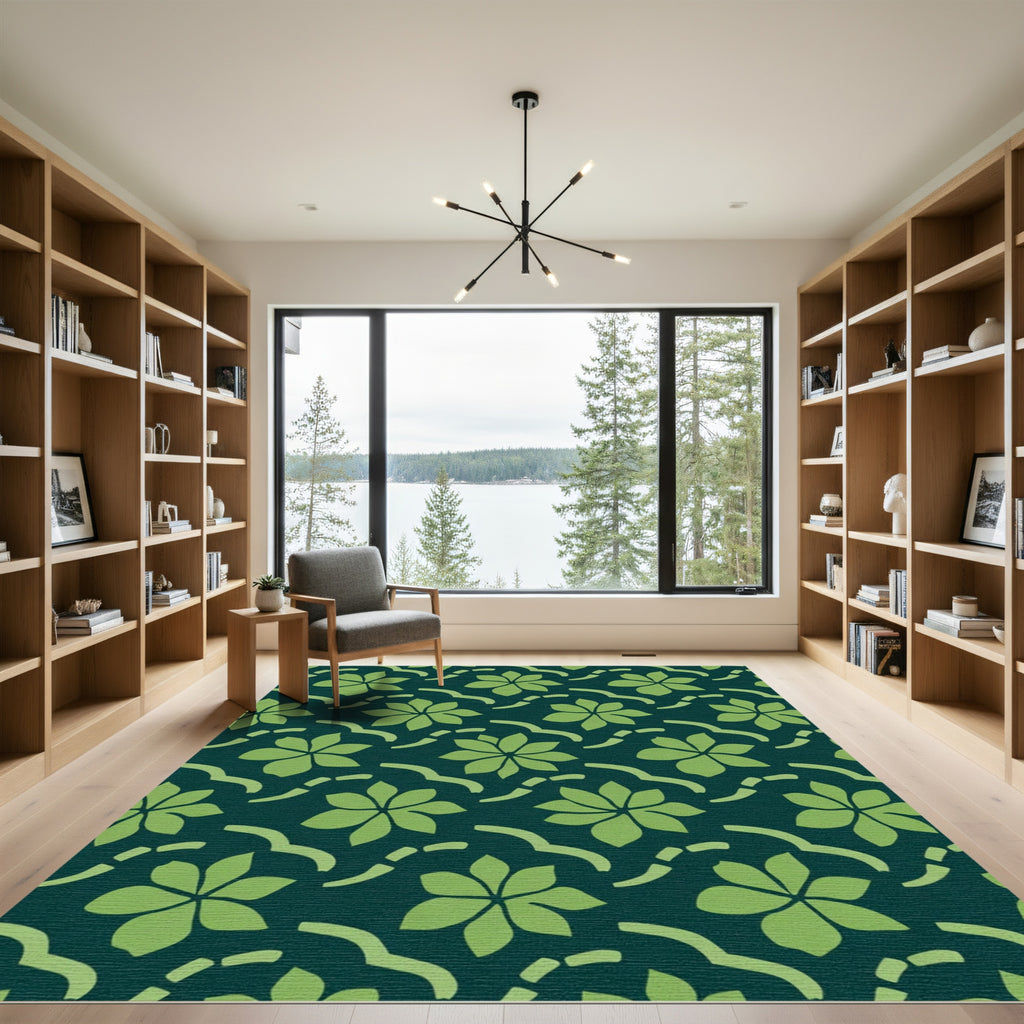 Green Floral Vine Harmony Rug
