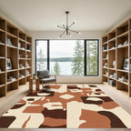 Earthy Browns Abstract Camouflage Shapes Rug